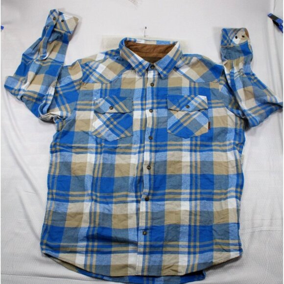 Legendary Other - Legendary Stockyards Mens XL Plaid Flannel Shirt Blue & Tan 100% Cotton
